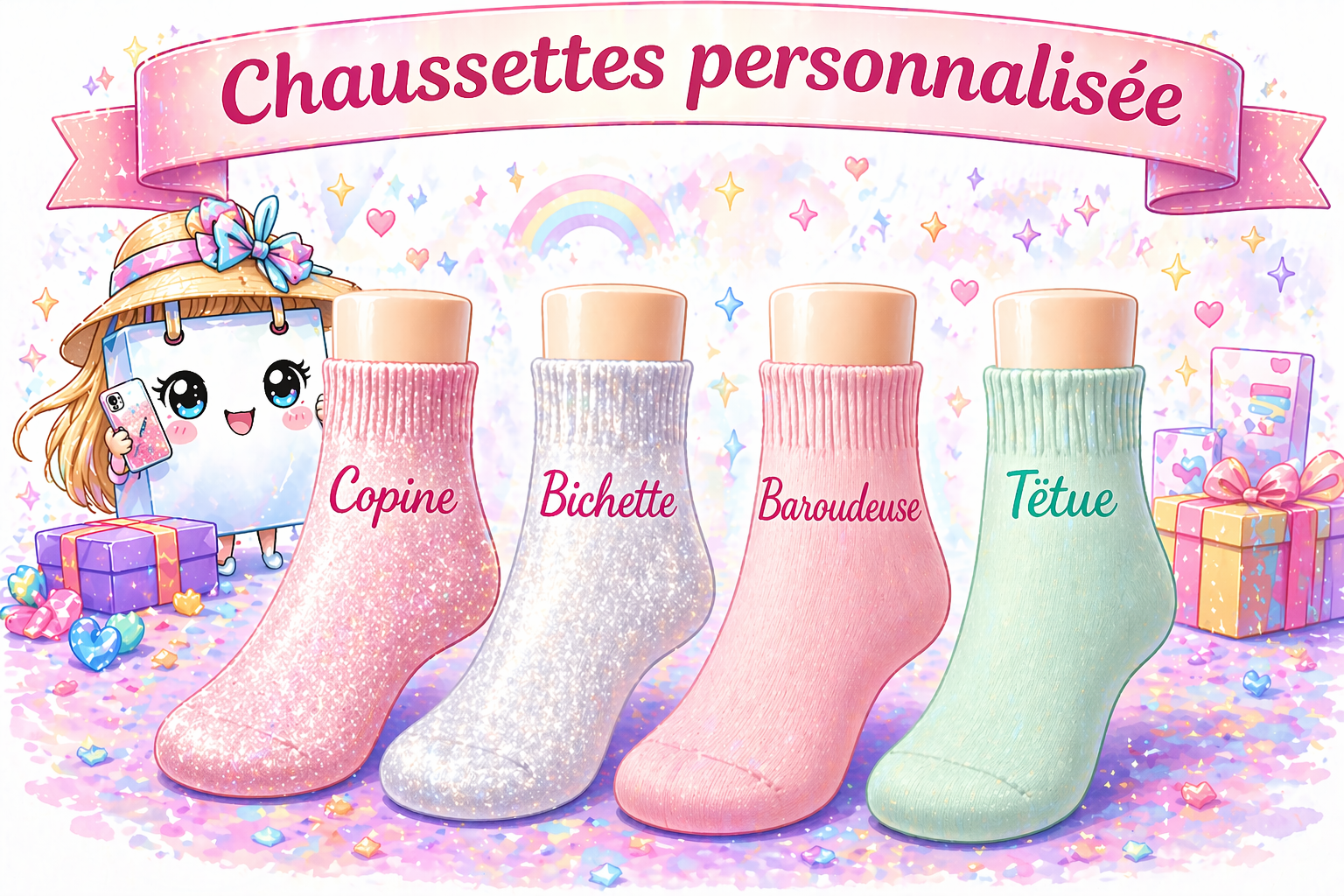 Chaussettes personnalisées texte & prénom