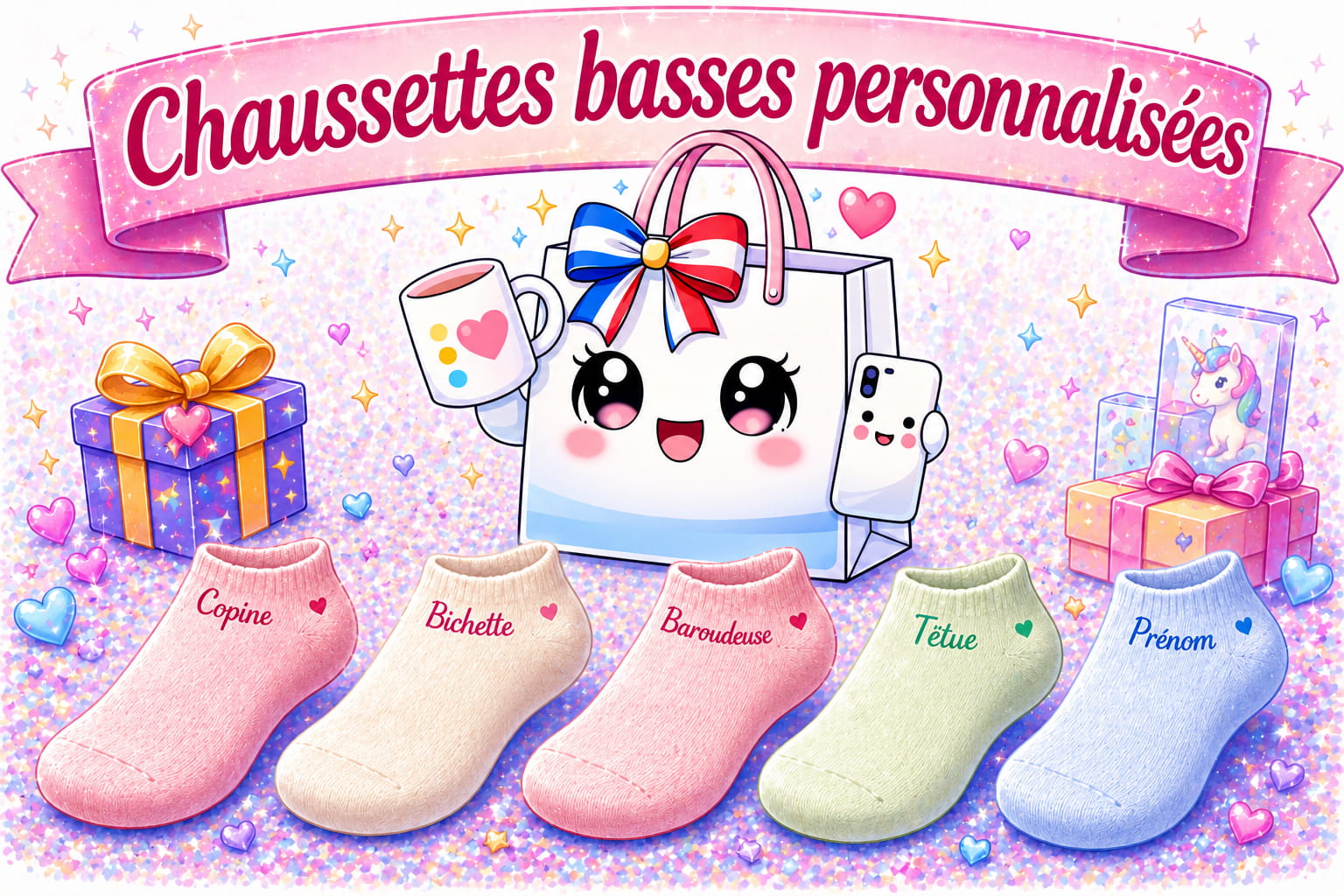 Chaussettes basses personnsaliées