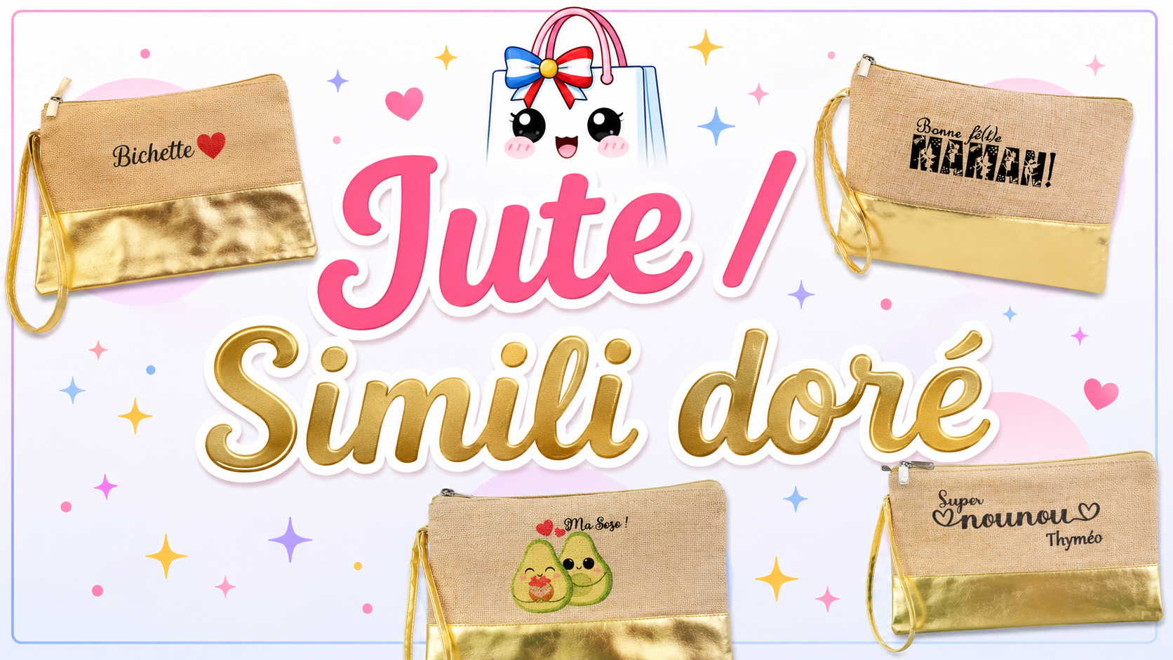 Pochettes jute / dorée