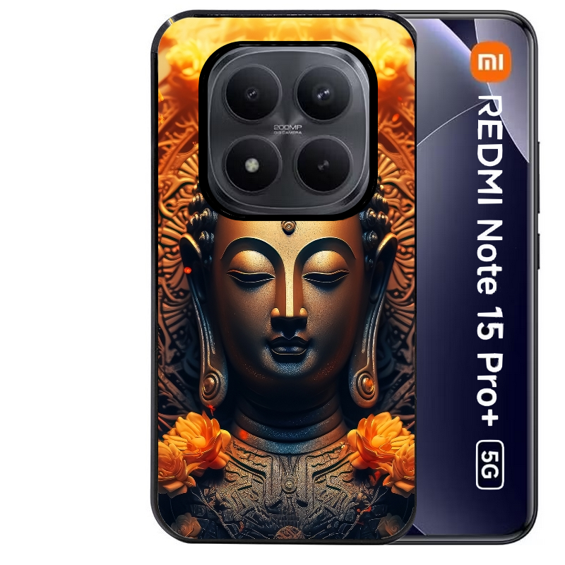 Coque noire taperso pour Redmi Note 15 et PRO PLUS 4G 5G avec motif bouddha et fleur protection antichoc personnalisée