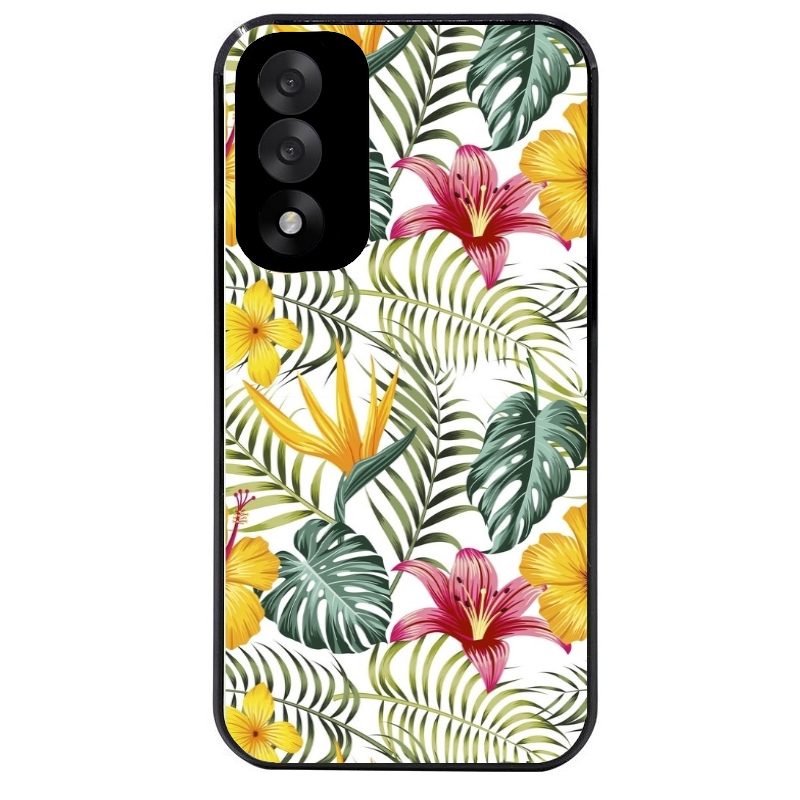 Coque noire taperso pour OnePlus Nord 5 avec motif jungle et fleur hibiscus protection antichoc personnalisée