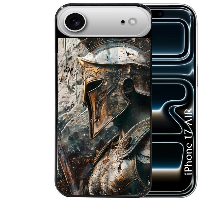 Coque noire taperso pour Iphone 17 17E AIR MAX PRO avec motif spartan guerrier protection antichoc personnalisée