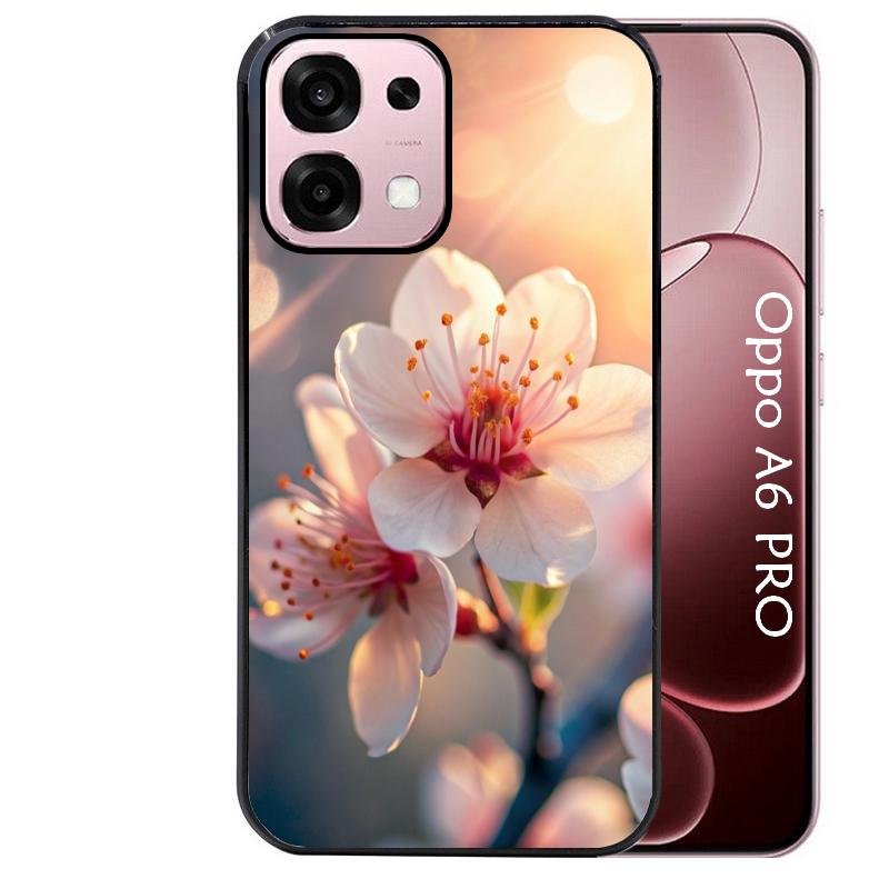 Coque noire taperso pour OPPO A6 PRO 4G et 5G avec motif fleur de cerisier protection antichoc personnalisée