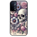 Coque noire taperso pour OPPO A54 et A74 5G avec motif tete de mort pastel protection antichoc personnalisée