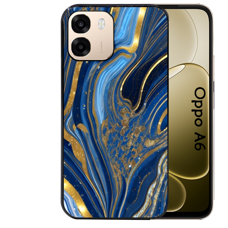 Coque noire taperso pour OPPO A6 A6X 4G et 5G avec motif marbre bleu agathe protection antichoc personnalisée