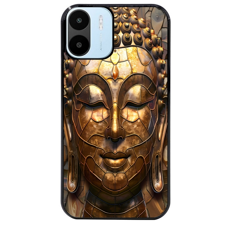 Coque noire taperso pour Redmi A1 et A2 avec motif bouddha et mosaique protection antichoc personnalisée