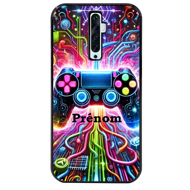 Coque noire taperso pour OPPO Reno 2 et 2Z avec motif gamer electro personnalisee protection antichoc personnalisée