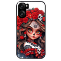 Coque noire taperso pour OnePlus Nord CE5 avec motif tete de mort calavera rouge protection antichoc personnalisée