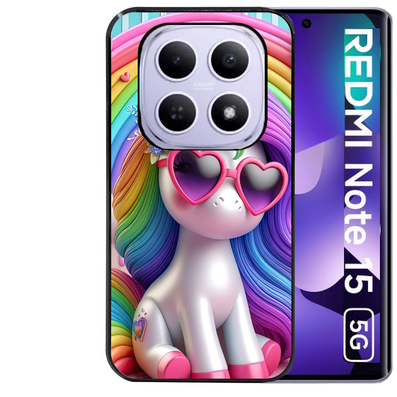Coque noire taperso pour Redmi Note 15 et PRO PLUS 4G 5G avec motif licorne pop art protection antichoc personnalisée