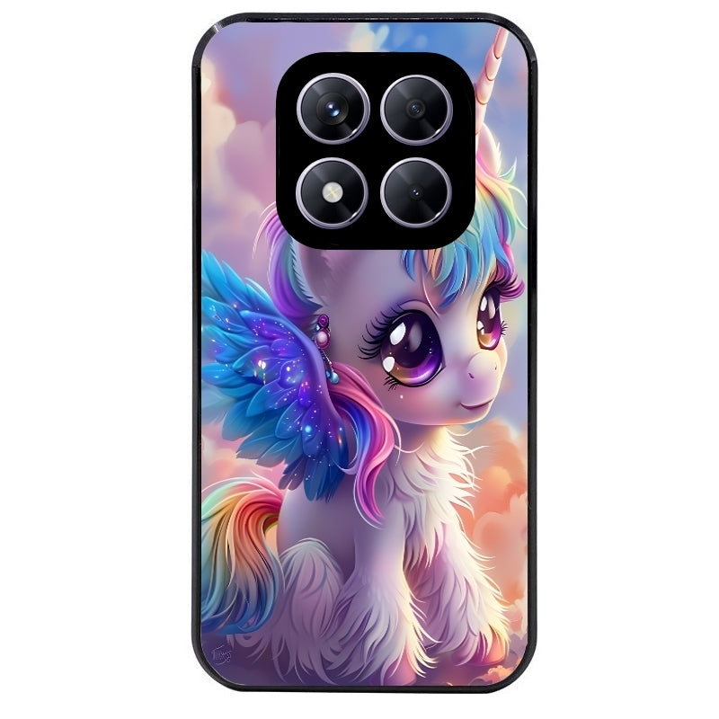 Coque noire taperso pour Redmi Note 14 et PRO PLUS 4G 5G avec motif licorne style anime protection antichoc personnalisée