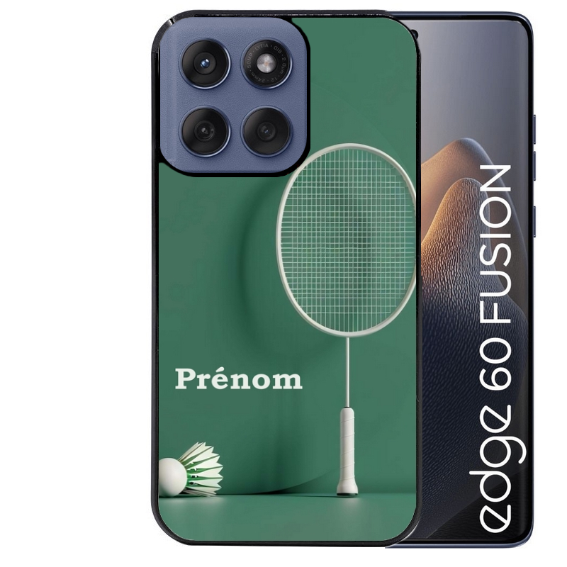 Coque noire taperso pour Moto Edge 60 et Neo Fusion Pro avec motif badminton sport personnalise protection antichoc personnalisée