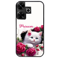 Coque noire taperso pour POCO M6 4G avec motif chat fleurs personnalisee protection antichoc personnalisée