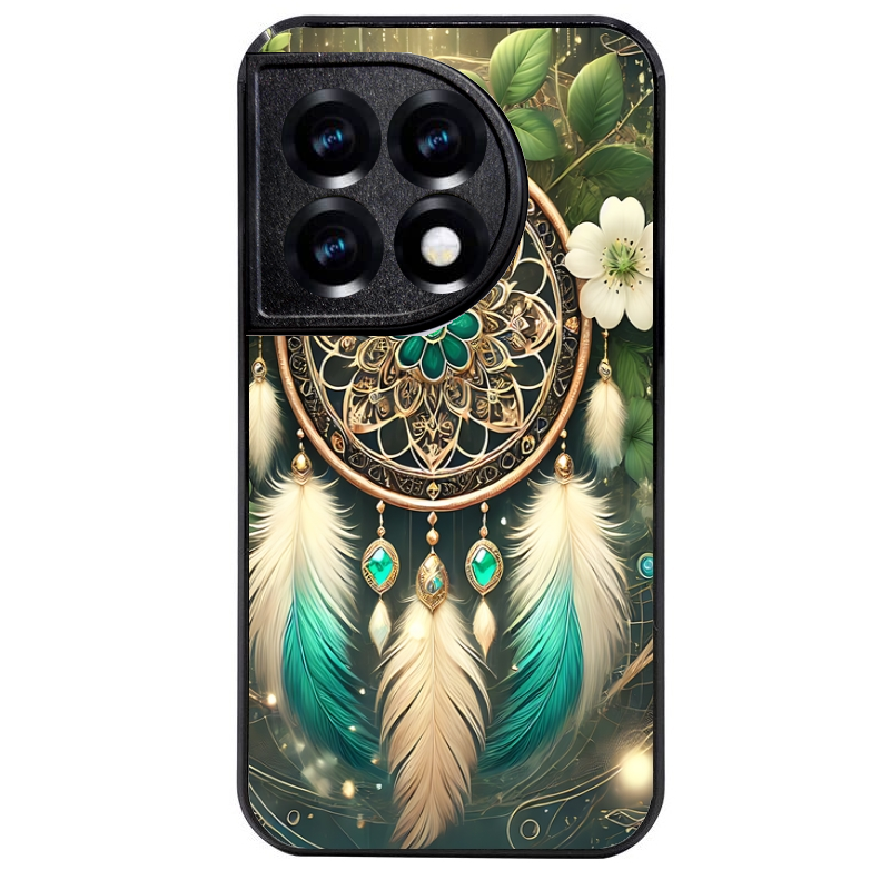 Coque noire taperso pour OnePlus 11 et 12 avec motif dreamcatcher talisman protection antichoc personnalisée