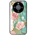 Coque noire taperso pour Magic 8 LITE et PRO avec motif marbre fleur turquoise protection antichoc personnalisée