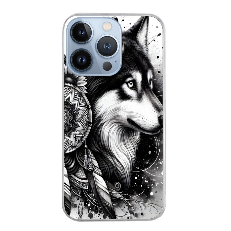Coque taperso pour Iphone 12 et PRO MINI PRO MAX avec motif loup dreamcatcher protection antichoc personnalisée