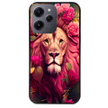 Coque noire taperso pour Redmi 12 4G et 5G avec motif lion et fleurs rose protection antichoc personnalisée