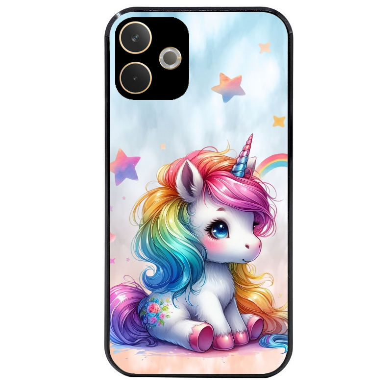 Coque noire taperso pour OPPO A5 PRO 4G et 5G avec motif licorne et etoiles protection antichoc personnalisée