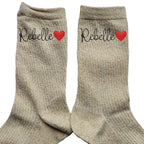 Chaussettes paillettes doré motif rebelle