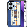 Coque noire taperso pour Redmi Note 13 PRO PLUS 5G personnalisable avec motif cassette bleu protection antichoc personnalisée