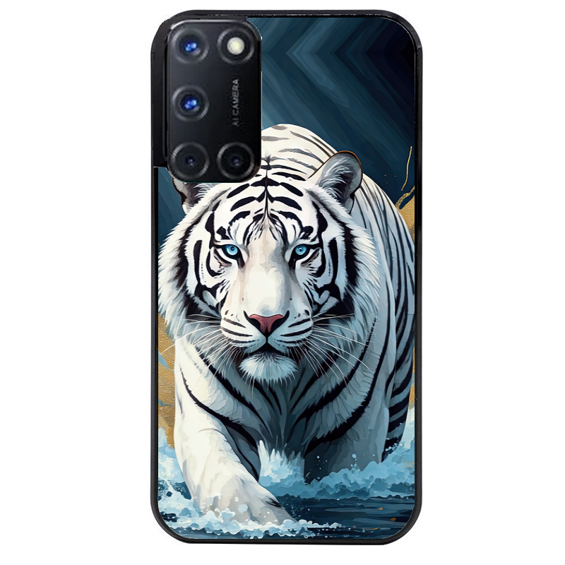 Coque noire taperso pour OPPO A72 4G avec motif tigre polaire protection antichoc personnalisée