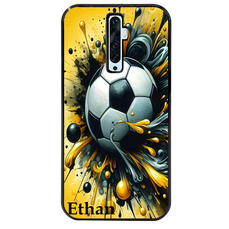Coque noire taperso pour OPPO Reno 2 et 2Z avec motif football personnalisee protection antichoc personnalisée