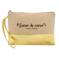 Pochette personnalisée soeur de coeur en jute et doré en jute et doré
