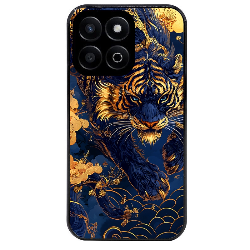 Coque noire taperso pour Honor X8 5G avec motif tigre et fleur protection antichoc personnalisée
