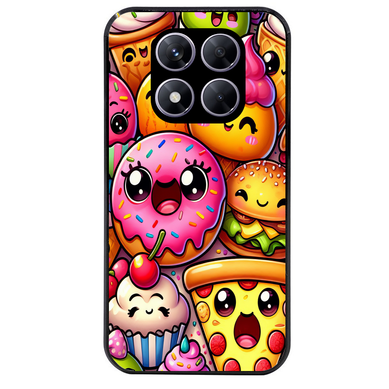 Coque noire taperso pour Redmi Note 14 et PRO PLUS 4G 5G avec motif anime donut kawaii protection antichoc personnalisée