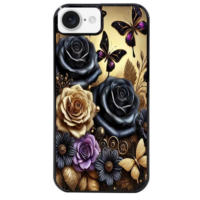 Coque noire taperso pour Iphone 16 16E PLUS MAX PRO avec motif papillon gothic protection antichoc personnalisée