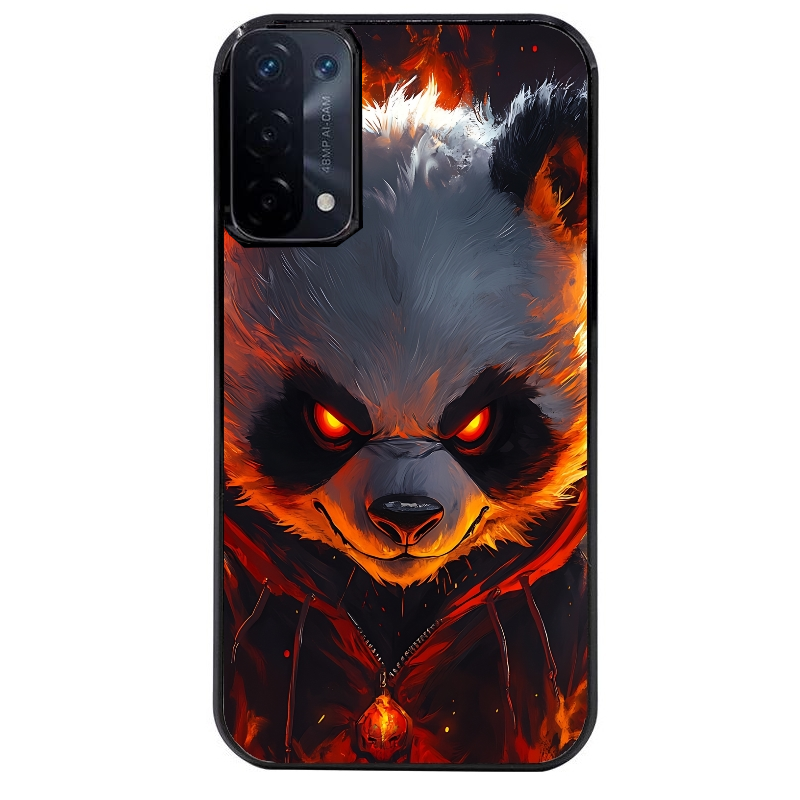 Coque noire taperso pour OPPO A54 et A74 5G avec motif panda very angry protection antichoc personnalisée
