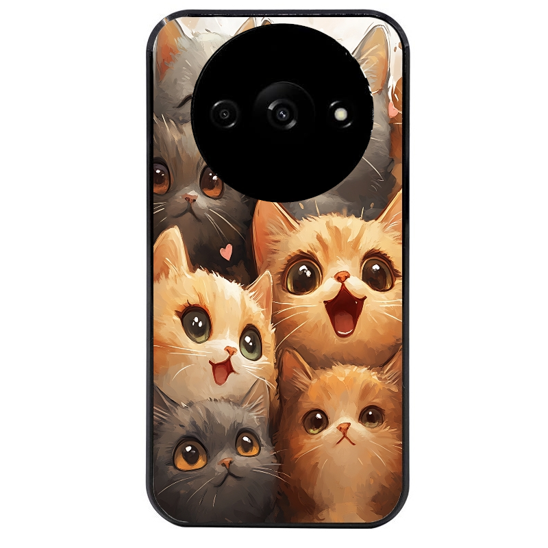 Coque noire taperso pour Redmi A3 avec motif chat smile protection antichoc personnalisée