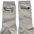 Chaussettes personnalisée paillettes crème motif maman chérie