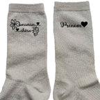 Chaussettes personnalisée paillettes crème motif maman chérie