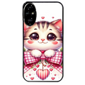 Coque noire taperso pour Honor 200 et Lite Pro Smart avec motif chat noeud et coeur protection antichoc personnalisée