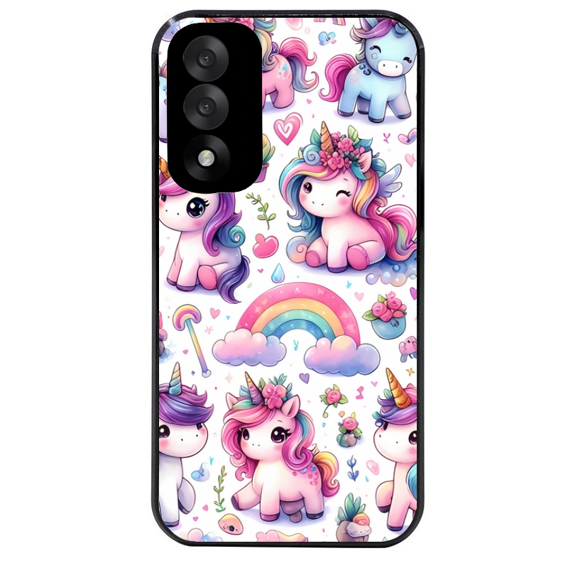 Coque noire taperso pour OnePlus Nord 5 avec motif licorne arc en ciel protection antichoc personnalisée