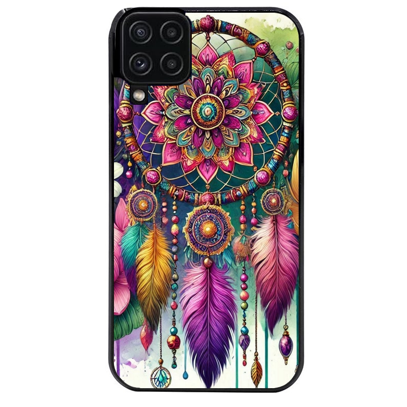 Coque noire taperso pour galaxy A22 A32 A52 A52S 4G 5G  avec motif dreamcatcher et mandala protection antichoc personnalisée