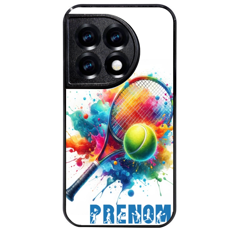 Coque noire taperso pour OnePlus 11 et 12 avec motif tennis raquette personnalisee protection antichoc personnalisée