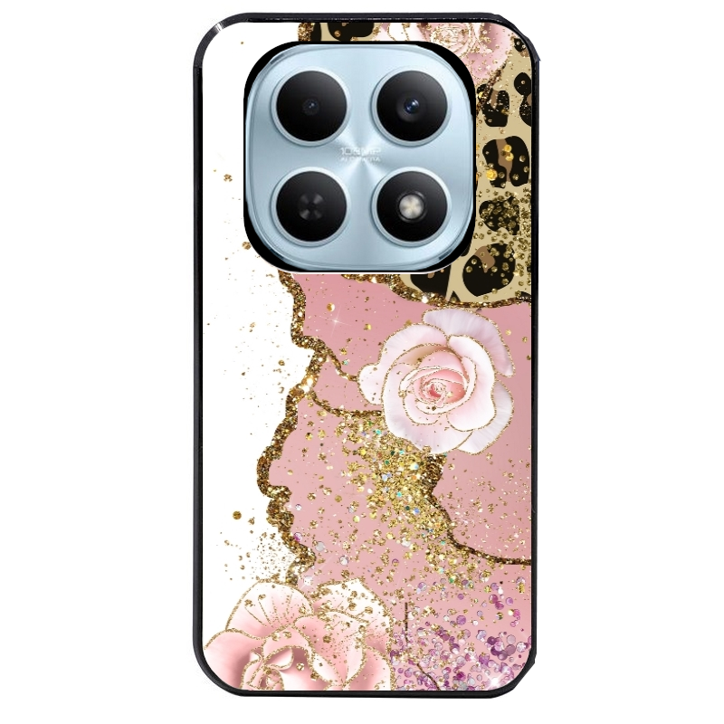 Coque noire taperso pour POCO M8 5G et PRO 5G avec motif marbre fleur leopard protection antichoc personnalisée