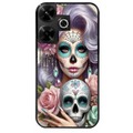 Coque noire taperso pour POCO M6 4G avec motif tete de mort calavera bijoux protection antichoc personnalisée