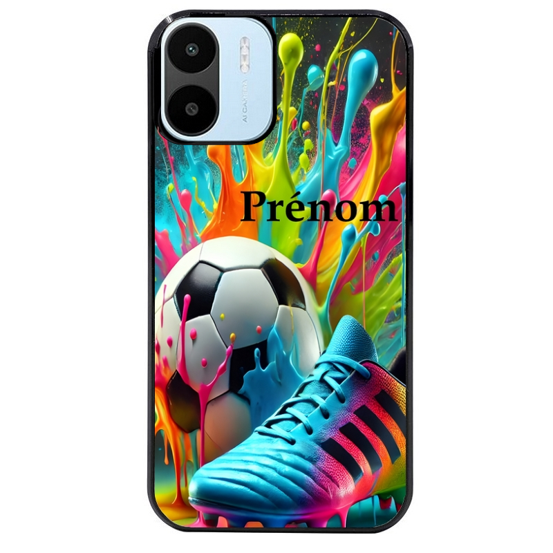 Coque noire taperso pour Redmi A1 et A2 avec motif foot color personnalisee protection antichoc personnalisée