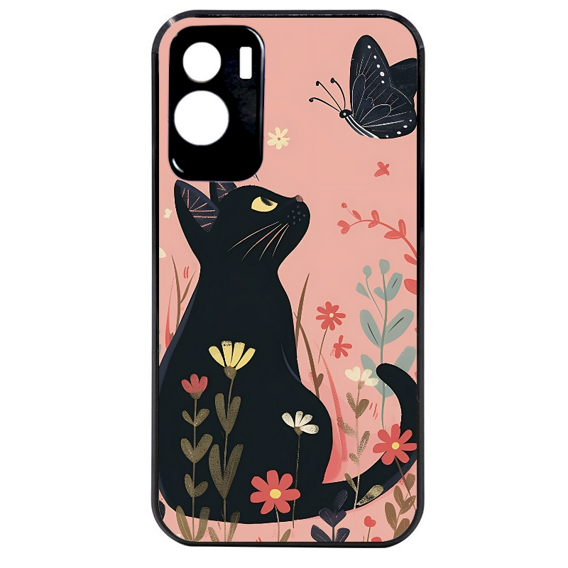 Coque noire taperso pour Honor 70 LITE 90 et LITE avec motif chat papillon 2 protection antichoc personnalisée