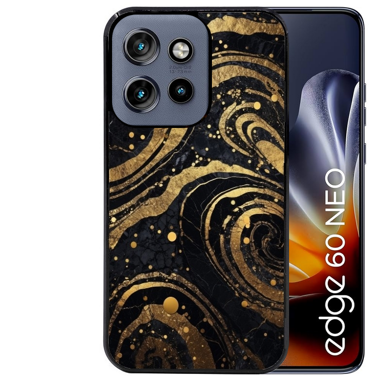 Coque noire taperso pour Moto Edge 60 et Neo Fusion Pro avec motif marbre noir protection antichoc personnalisée