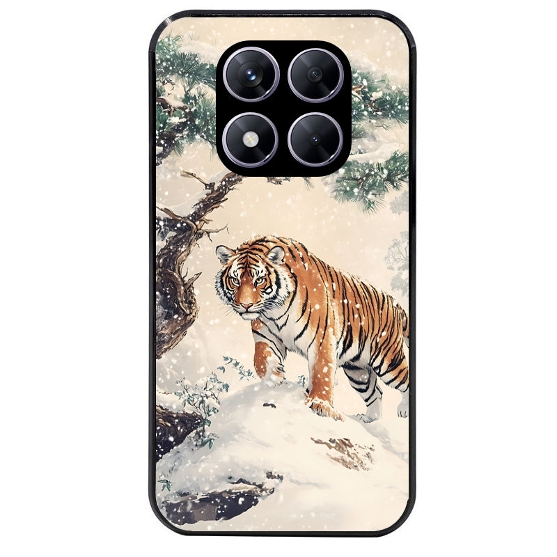 Coque noire taperso pour Redmi Note 14 et PRO PLUS 4G 5G avec motif tigre bonzai protection antichoc personnalisée