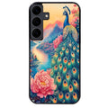 Coque noire taperso pour galaxy A06 A16 A26 A36 A56 avec motif paon japan protection antichoc personnalisée