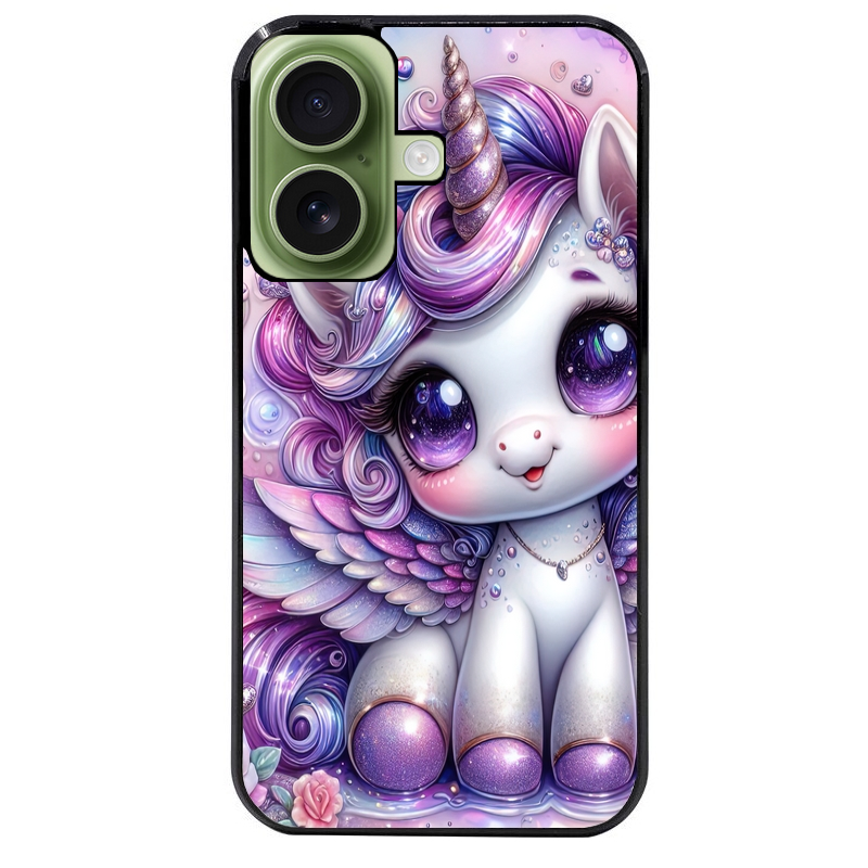 Coque noire taperso pour Iphone 17 17E AIR MAX PRO avec motif licorne violette protection antichoc personnalisée