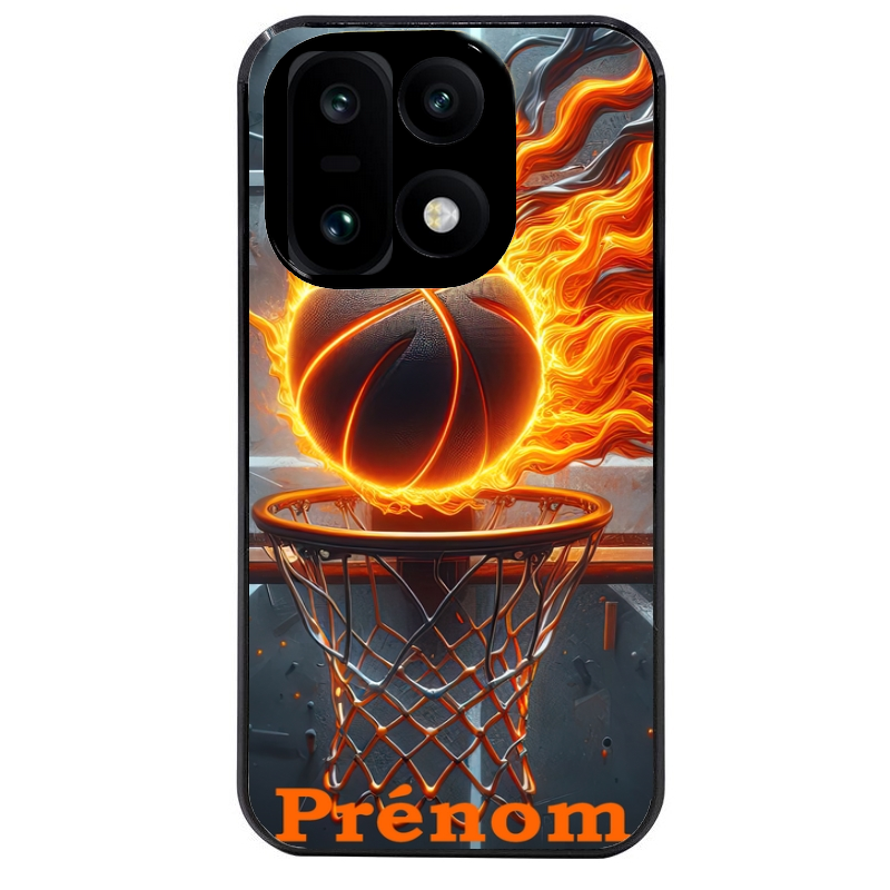 Coque noire taperso pour OnePlus 15 avec motif basket flamme personnalisee protection antichoc personnalisée