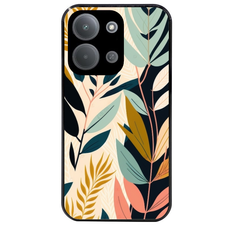 Coque noire taperso pour POCO C85 avec motif vintage et fleur protection antichoc personnalisée
