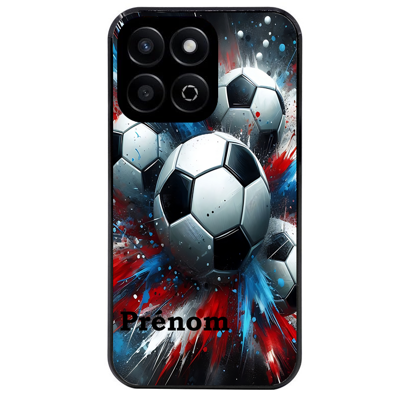 Coque noire taperso pour Honor 70 LITE 90 et LITE avec motif foot tricolore personnalisee protection antichoc personnalisée