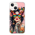 Coque taperso pour Iphone 13 et PRO MINI PRO MAX avec motif femme papillon protection antichoc personnalisée