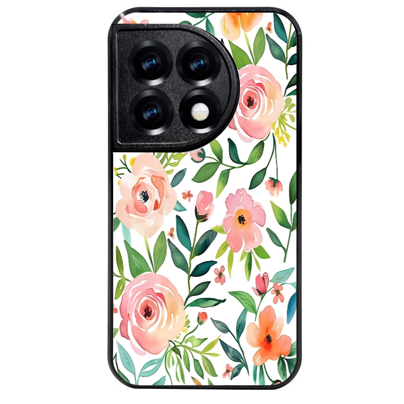 Coque noire taperso pour OnePlus 11 et 12 avec motif fleur des champs protection antichoc personnalisée